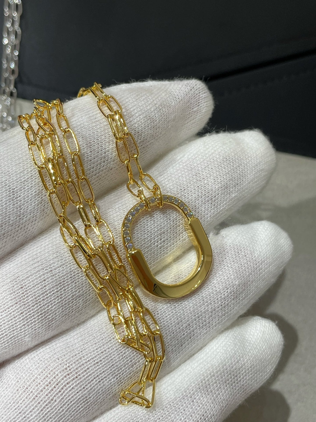[Rose Tomorrow]LOCK MEDIUM PENDANT DIAMOND NECKLACE