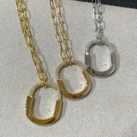 [Rose Tomorrow]LOCK MEDIUM PENDANT DIAMOND NECKLACE
