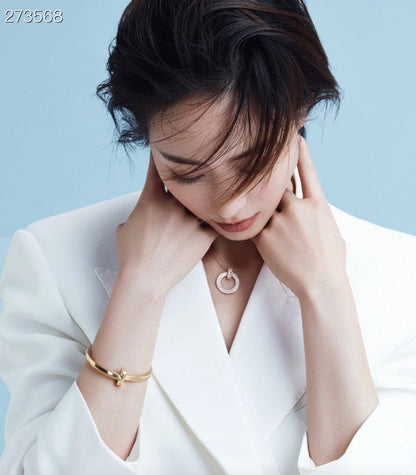 [Rose Tomorrow]T1 CIRCLE DIAMOND PAVED MEDIUM NECKLACE