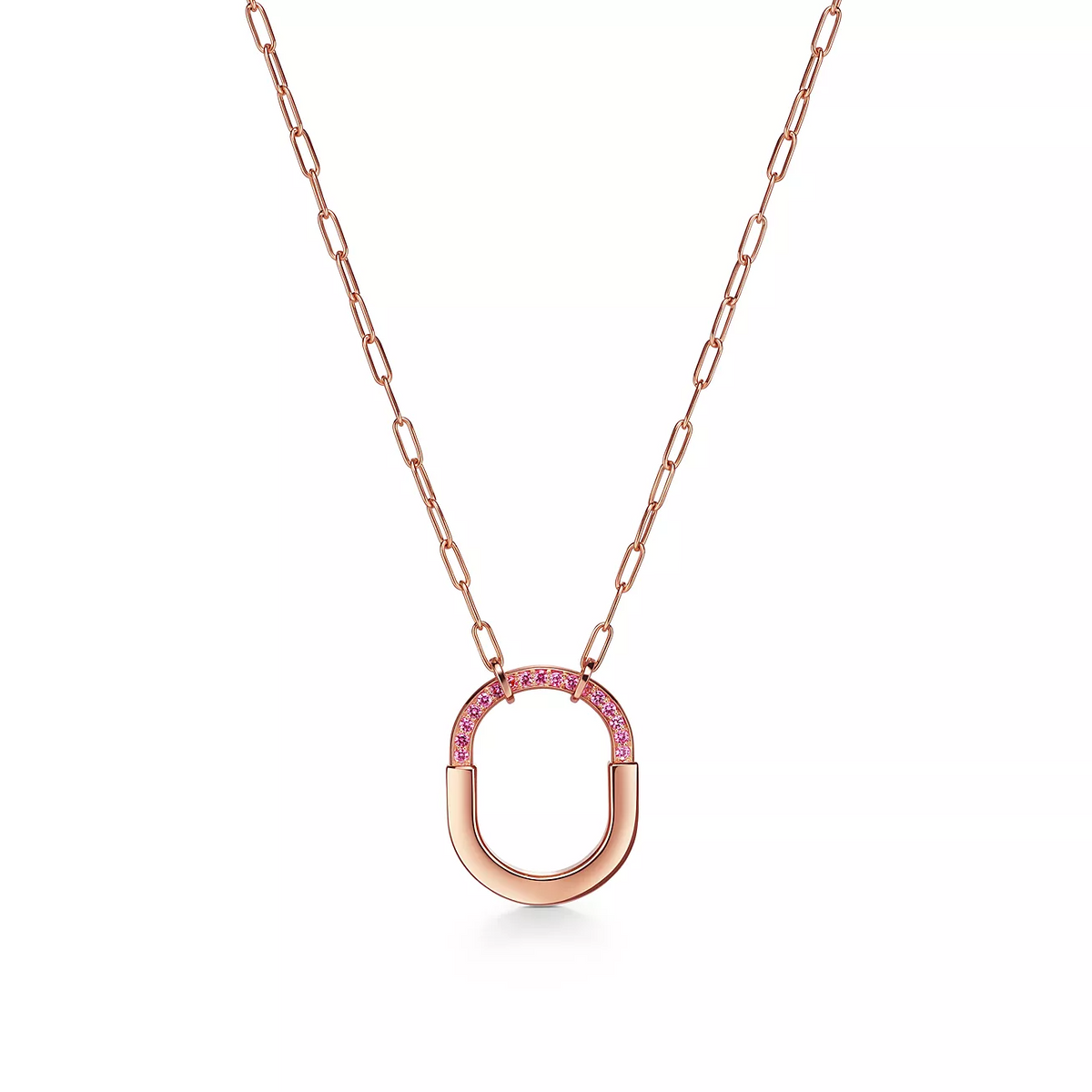 [Rose Tomorrow]LOCK MEDIUM PENDANT PINK DIAMOND PINK GOLD NECKLACE