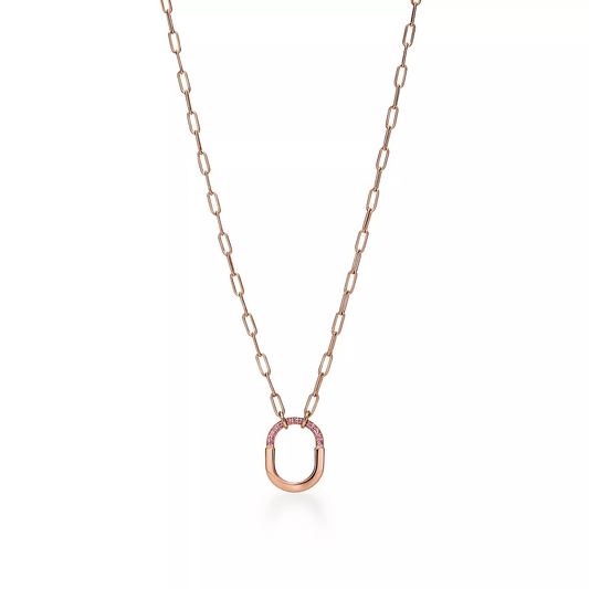 [Rose Tomorrow]LOCK SMALL PENDANT PINK DIAMOND PINK GOLD NECKLACE
