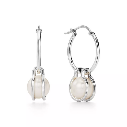 [Rose Tomorrow]PEARL HOOP SILVER EARRINGS