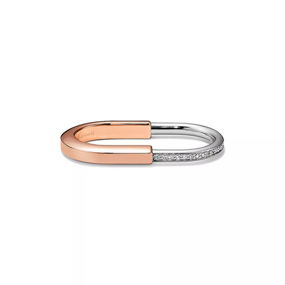 [Rose Tomorrow]LOCK RING TOW-FINGER ROSE AND WHITE GOLD DIAMONDS