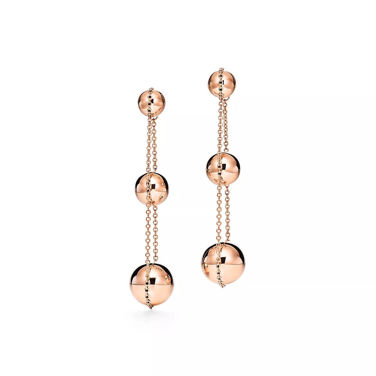 [Rose Tomorrow]TRIPLE DROP PINK GOLD EARRINGS