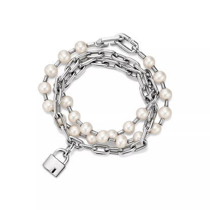 [Rose Tomorrow]PEARL LOCK SILVER BRACELET