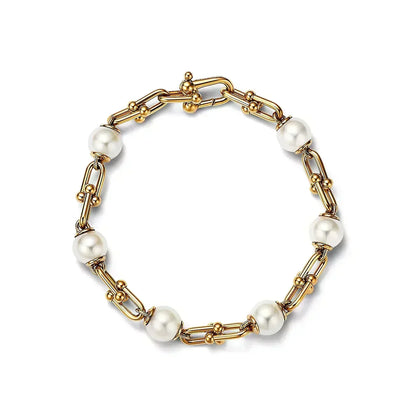 [Rose Tomorrow]LINK BRACELET GOLD WITH FRESHWATER PEARLS