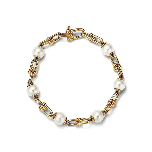 [Rose Tomorrow]LINK BRACELET GOLD WITH FRESHWATER PEARLS