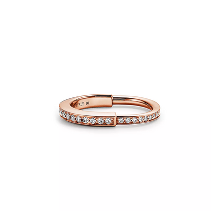 [Rose Tomorrow]LOCK RING PINK GOLD DIAMOND PAVED