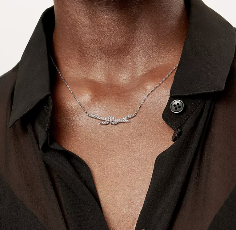 [Rose Tomorrow]KNOT PENDANT SILVER DIAMOND NECKLACE