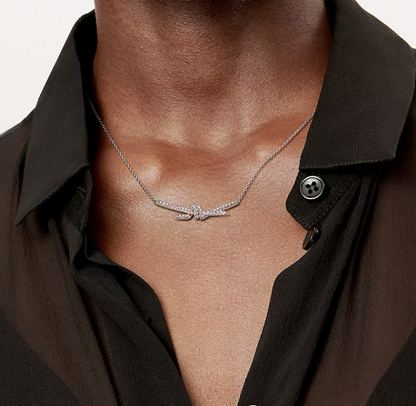 [Rose Tomorrow]KNOT PENDANT SILVER DIAMOND NECKLACE