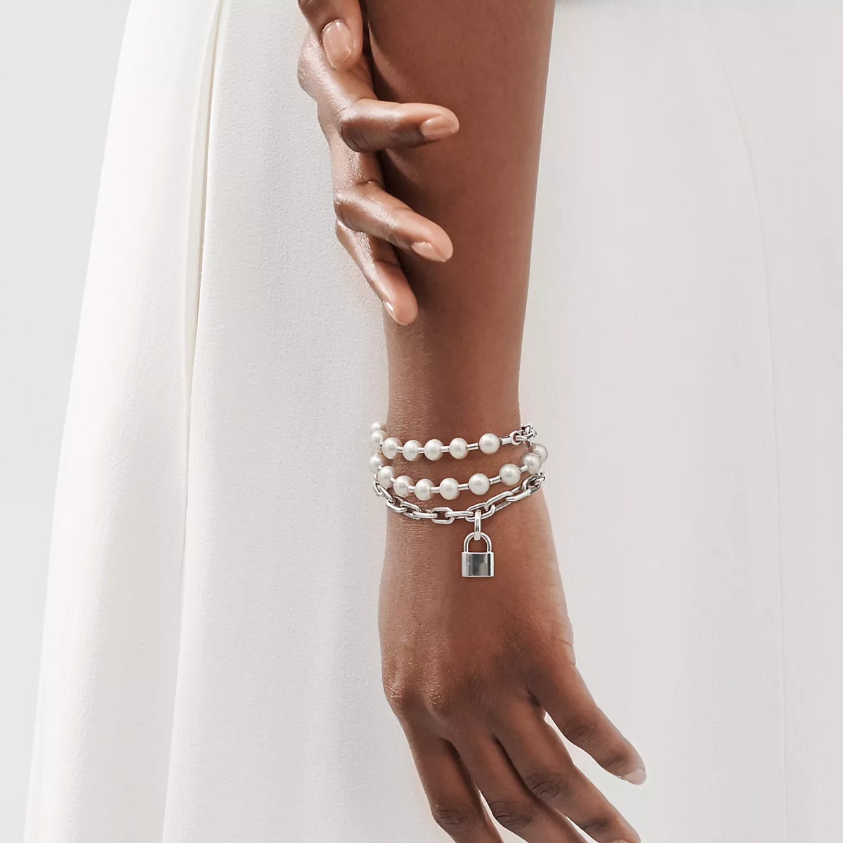 [Rose Tomorrow]PEARL LOCK SILVER BRACELET