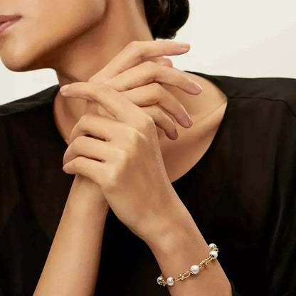 [Rose Tomorrow]LINK BRACELET GOLD WITH FRESHWATER PEARLS