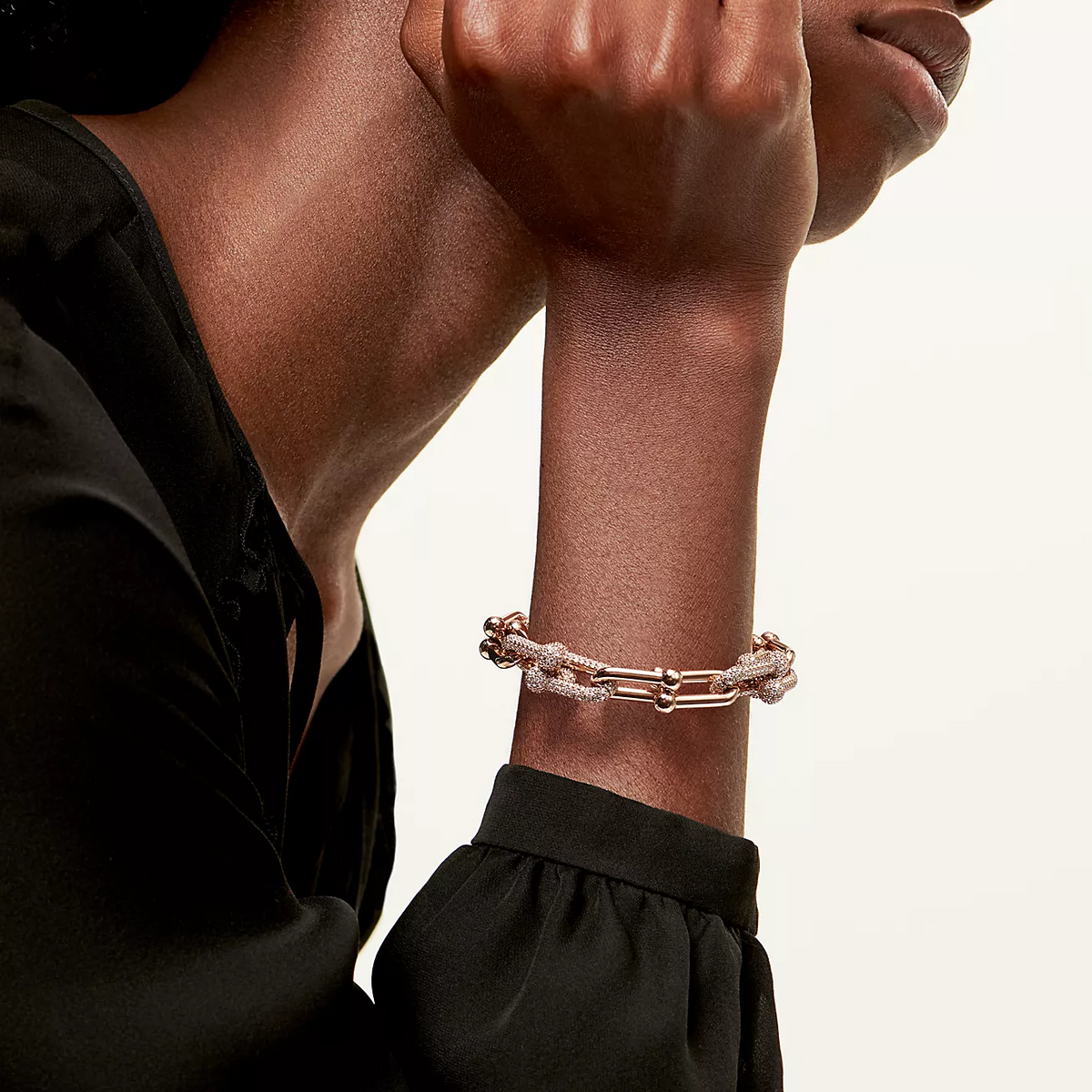 [Rose Tomorrow]HARDWEAR LARGE LINK PINK GOLD PAVED DIAMOND BRACELET