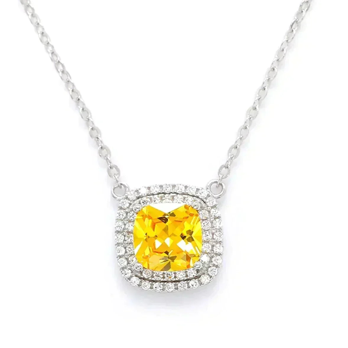 [Rose Tomorrow]SPARKLERS CITRINE GEMSTONE PENDANT NECKLACE STERLING SILVER