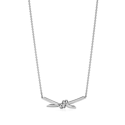 [Rose Tomorrow]KNOT PENDANT SILVER DIAMOND NECKLACE