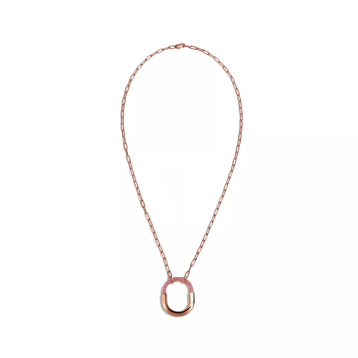 [Rose Tomorrow]LOCK MEDIUM PENDANT PINK DIAMOND PINK GOLD NECKLACE