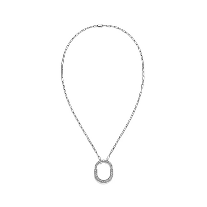 [Rose Tomorrow]LOCK NECKLACE MEDIUM PENDANT SILVER PAVED DIAMONDS