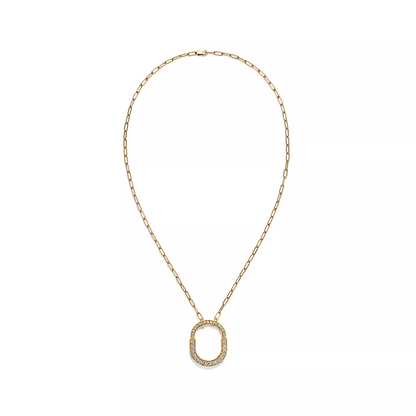 [Rose Tomorrow]LOCK NECKLACE MEDIUM PENDANT GOLD PAVED DIAMONDS