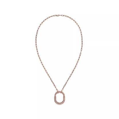 [Rose Tomorrow]LOCK NECKLACE MEDIUM PENDANT PINK GOLD PAVED DIAMONDS