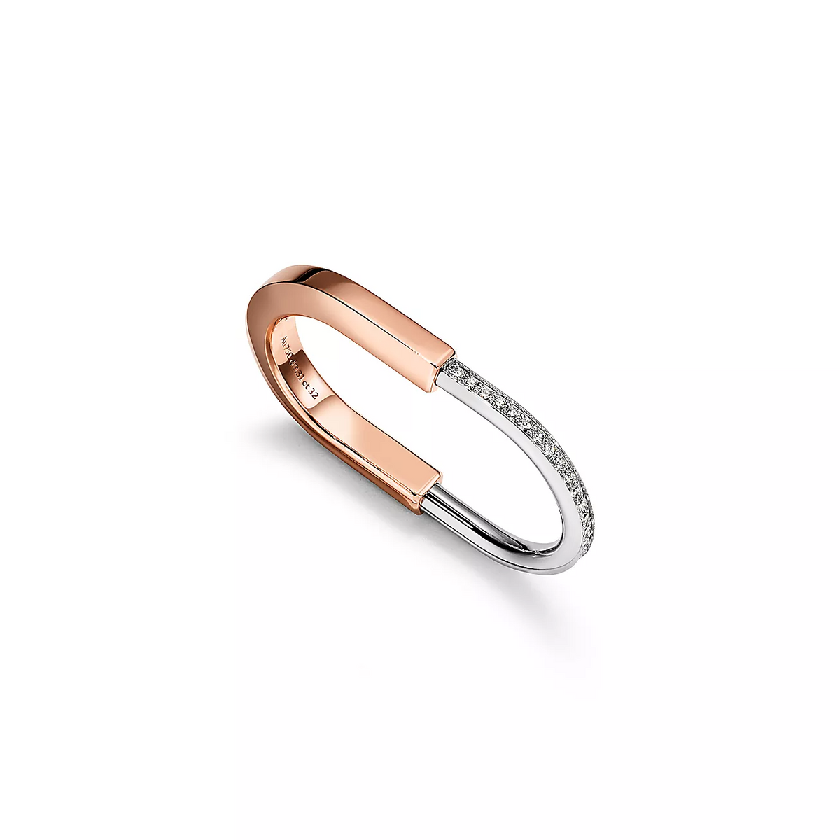 [Rose Tomorrow]LOCK RING TOW-FINGER ROSE AND WHITE GOLD DIAMONDS