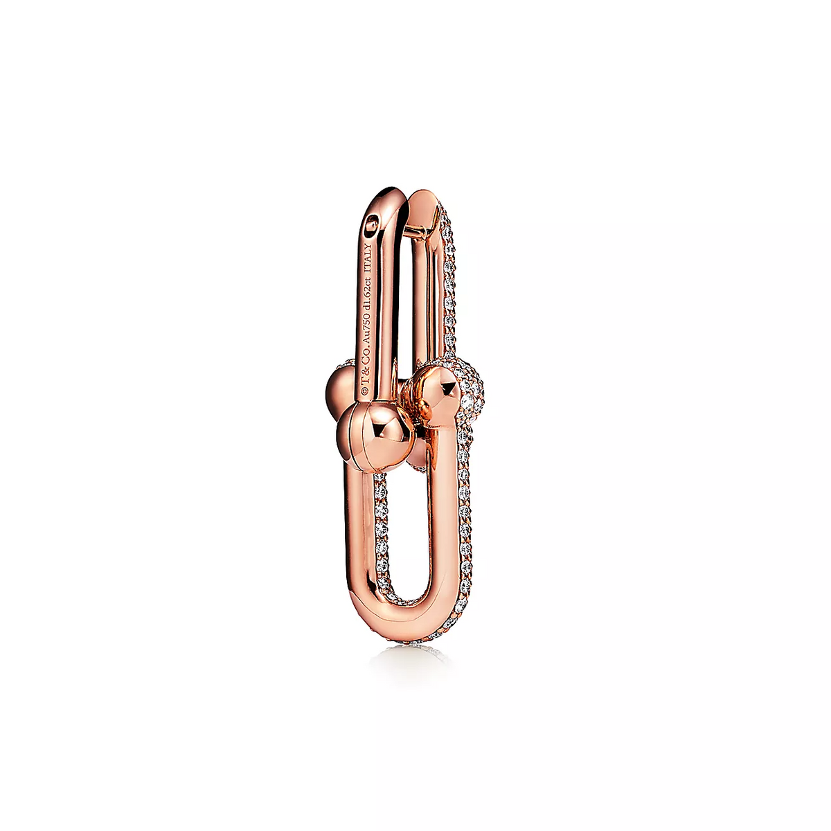 [Rose Tomorrow]LARGE LINK EARRINGS PINK GOLD WITH PAVED DIAMONDS
