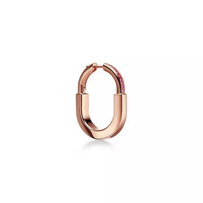 [Rose Tomorrow]LOCK MEDIUM PINK DIAMOND PINK GOLD EARRINGS