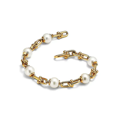 [Rose Tomorrow]LINK BRACELET GOLD WITH FRESHWATER PEARLS