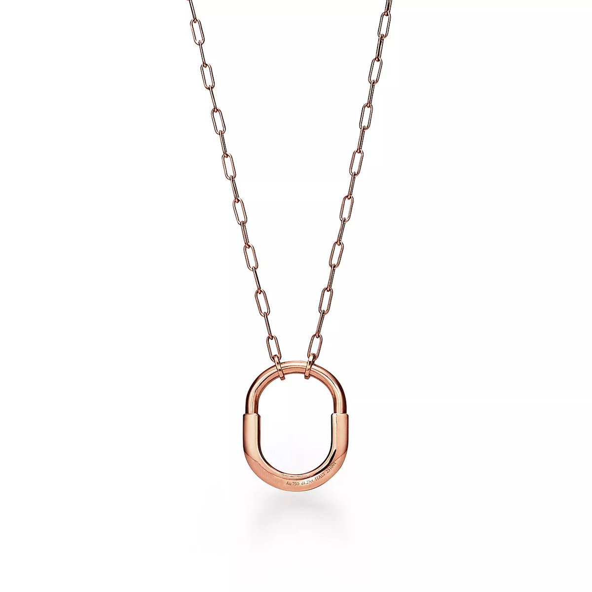 [Renovia Jewelry]LOCK NECKLACE MEDIUM PENDANT PINK GOLD PAVED DIAMONDS