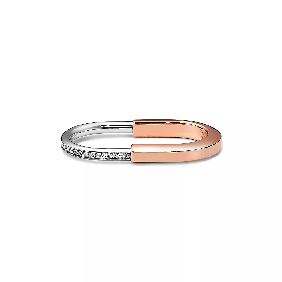 [Rose Tomorrow]LOCK RING TOW-FINGER ROSE AND WHITE GOLD DIAMONDS