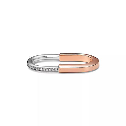 [Rose Tomorrow]LOCK RING TOW-FINGER ROSE AND WHITE GOLD DIAMONDS