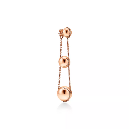 [Rose Tomorrow]TRIPLE DROP PINK GOLD EARRINGS