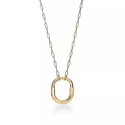 [Rose Tomorrow]LOCK NECKLACE MEDIUM PENDANT GOLD PAVED DIAMONDS