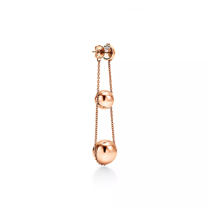 [Rose Tomorrow]TRIPLE DROP PINK GOLD EARRINGS
