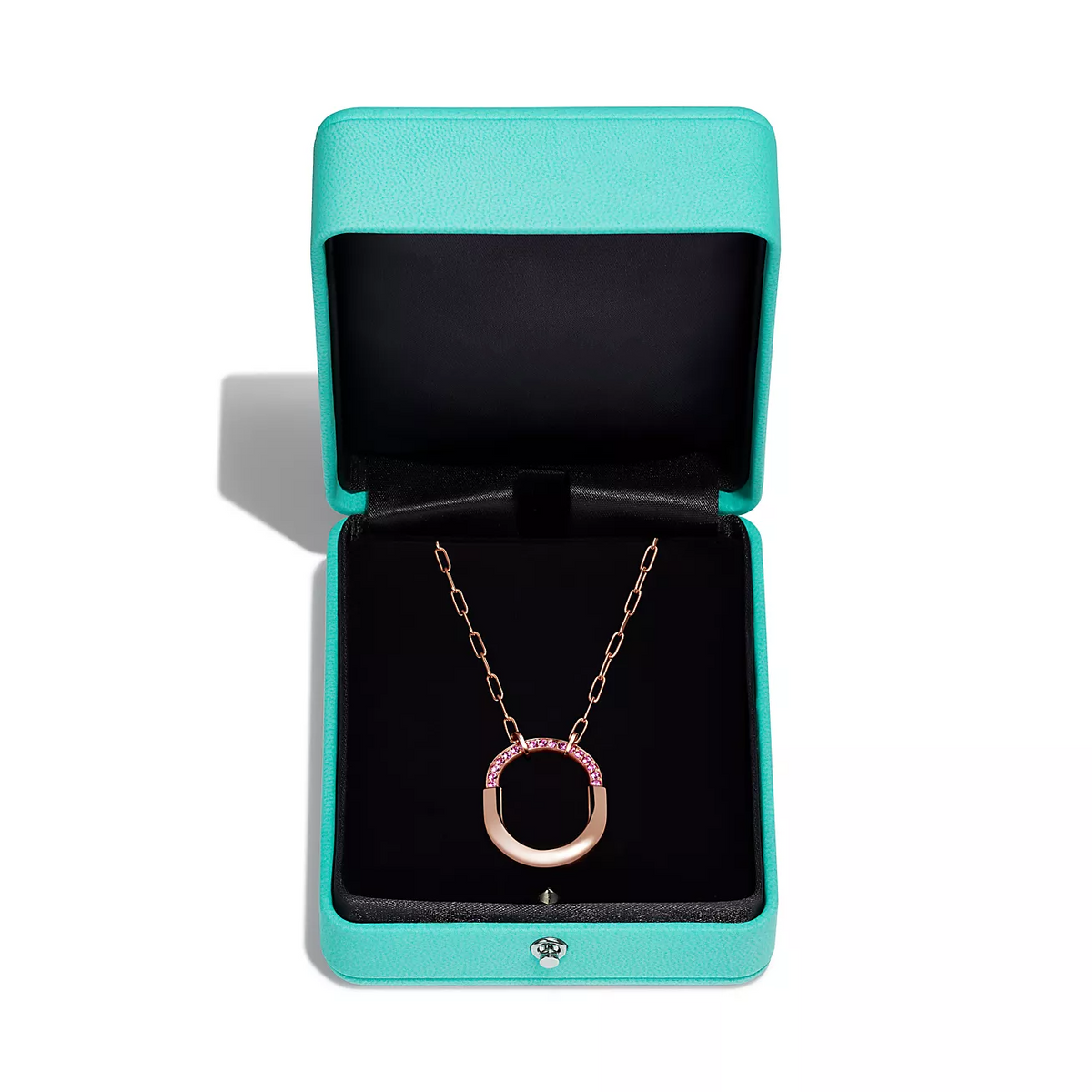 [Rose Tomorrow]LOCK MEDIUM PENDANT PINK DIAMOND PINK GOLD NECKLACE