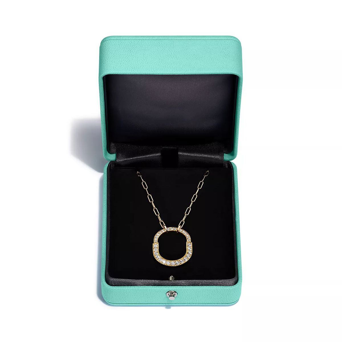 [Rose Tomorrow]LOCK NECKLACE MEDIUM PENDANT GOLD PAVED DIAMONDS