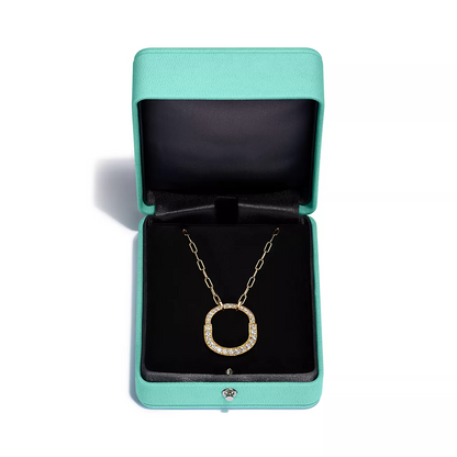 [Rose Tomorrow]LOCK NECKLACE MEDIUM PENDANT GOLD PAVED DIAMONDS