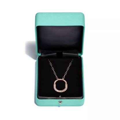 [Rose Tomorrow]LOCK NECKLACE MEDIUM PENDANT PINK GOLD PAVED DIAMONDS