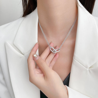 [Rose Tomorrow]HARDWEAR DIAMOND PEDANT DOUBLE CHAIN NECKLACE