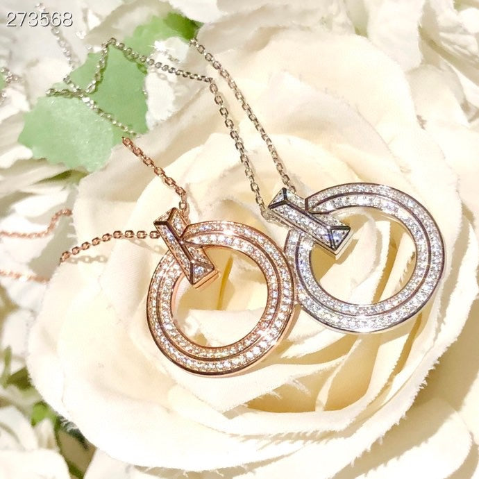 [Rose Tomorrow]T1 CIRCLE DIAMOND PAVED MEDIUM NECKLACE