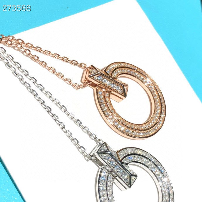 [Rose Tomorrow]T1 CIRCLE DIAMOND PAVED MEDIUM NECKLACE