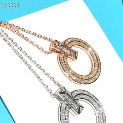 [Rose Tomorrow]T1 CIRCLE DIAMOND PAVED MEDIUM NECKLACE