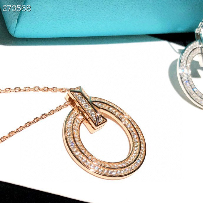 [Rose Tomorrow]T1 CIRCLE DIAMOND PAVED MEDIUM NECKLACE