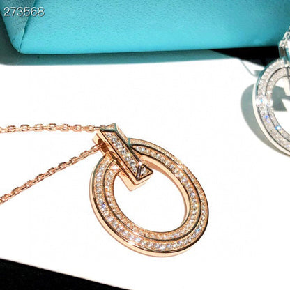 [Rose Tomorrow]T1 CIRCLE DIAMOND PAVED MEDIUM NECKLACE