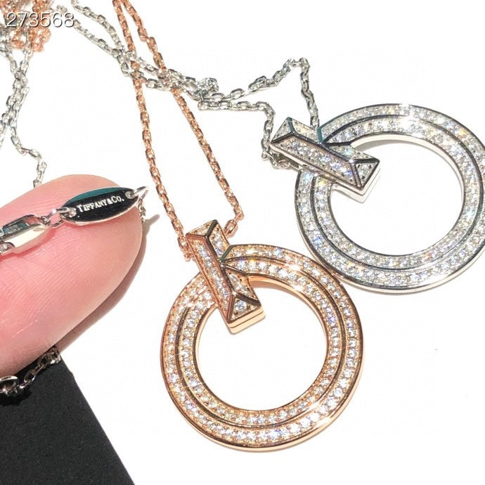 [Rose Tomorrow]T1 CIRCLE DIAMOND PAVED MEDIUM NECKLACE