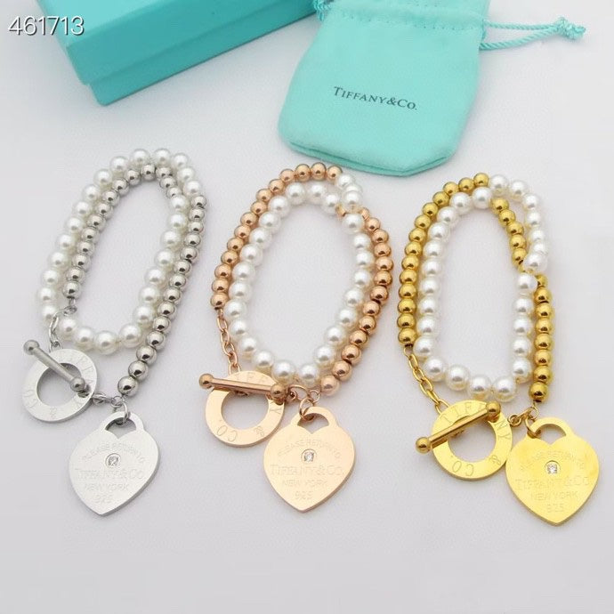 [Rose Tomorrow]RETURN TO TIF HEART TAF BEAD PEARL BRACELET