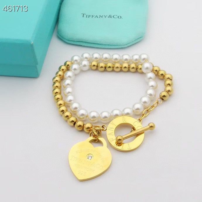 [Rose Tomorrow]RETURN TO TIF HEART TAF BEAD PEARL BRACELET