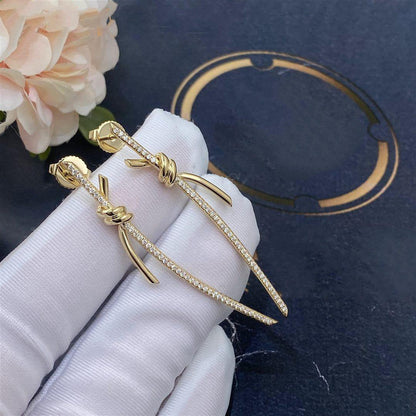 [Rose Tomorrow]KNOT DROP EARRINGS IN YELLOW GOLD WITH DIAMONDS