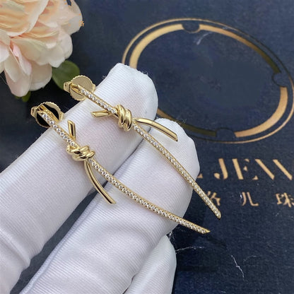 [Rose Tomorrow]KNOT DROP EARRINGS IN YELLOW GOLD WITH DIAMONDS