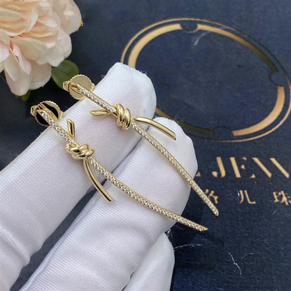 [Rose Tomorrow]KNOT DROP EARRINGS IN YELLOW GOLD WITH DIAMONDS