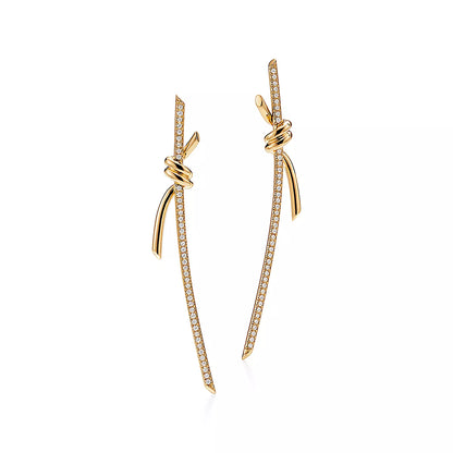[Rose Tomorrow]KNOT DROP EARRINGS IN YELLOW GOLD WITH DIAMONDS